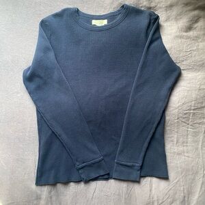 Imogene + Willie Thermal Crewneck Large Navy Blue